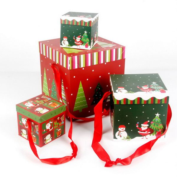 

3pcs christmas gift boxes wrapped gift boxes christmas party favor box with lids for eve xmas present home decoration