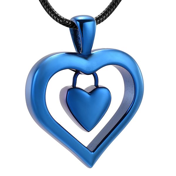 

lkj9962 engravable douhle heart cremation jewelry for ashes of loved one keepsake memorial urn pendant necklace, Silver