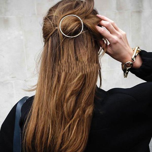

new simple character hairpin jewelry round hairpin ms. head intimate fittings bijoux de teteheadwear, Golden;white