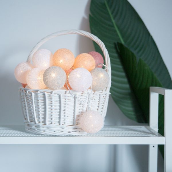 

garland cotton balls string lights cotton ball light chain guirlande lumineuse fairy lights party decoration home dropshipping