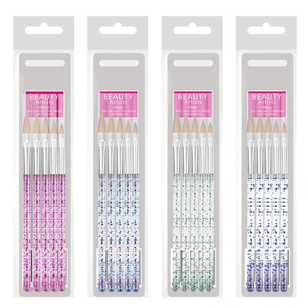 

5pcs/set nail art pens kit nail brushes gel painting acrylic carving tools, Yellow