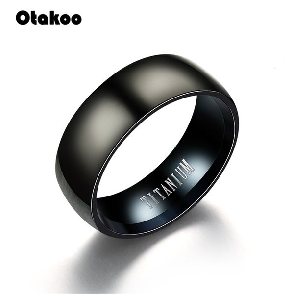 

otakoo 2018 new black men ring 100% titanium carbide men's jewelry wedding bands classic boyfriend gift, Golden;silver