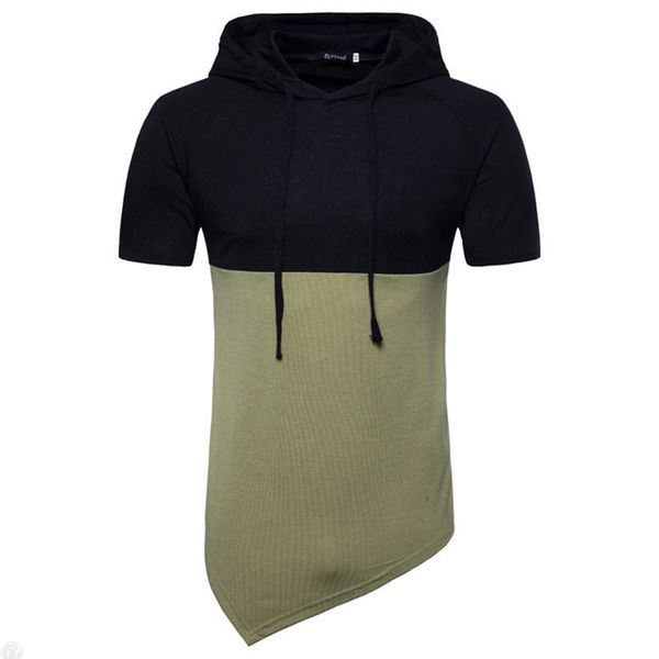 

mens designer t shirts hooded stitching color short sleeves brand fashion style loose tees cotton t shirts young men 00, White;black