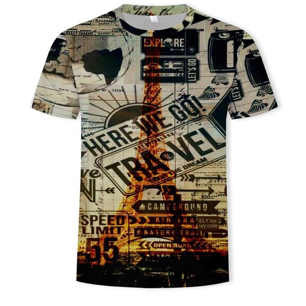 

mens designer casual short-sleeved t-shirt 3d digital printing round collar shirt, White;black