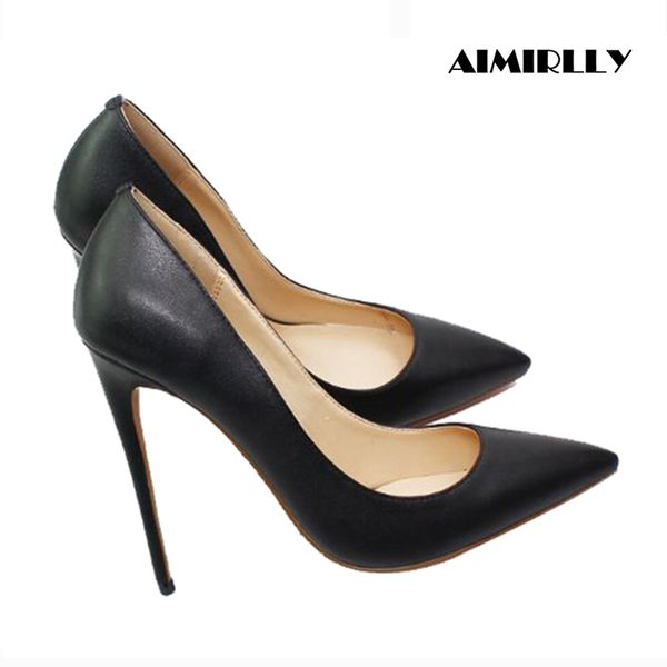 

pointed toe pu high stiletto heels pumps women shoes lady black navy blue wine red wedding big chart 12cm size 46 aimirlly