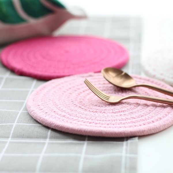 

pot holder woven cotton thread pot holder set (set of 3) stylish coasters, heat pads, heat pads, spoon pedals for cooking an