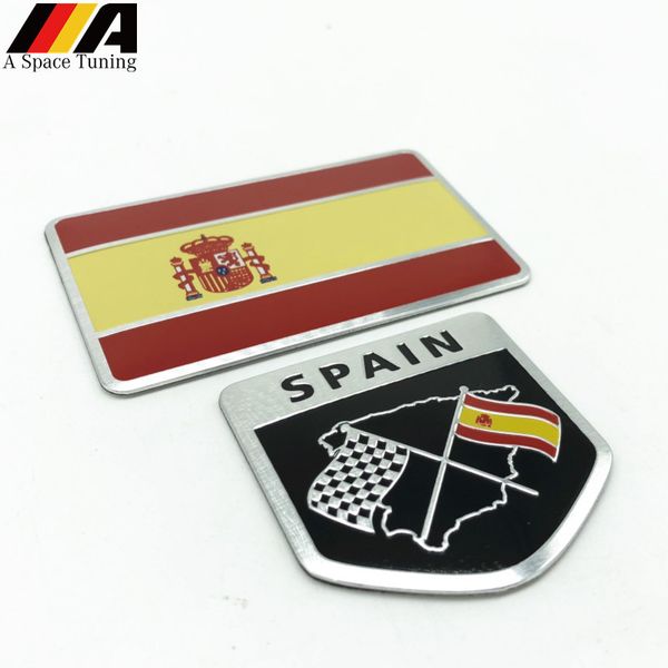 

car styling 3d aluminum spain flag national flag shield emblem badge motorcycle accessories for seat leon ibiza vw