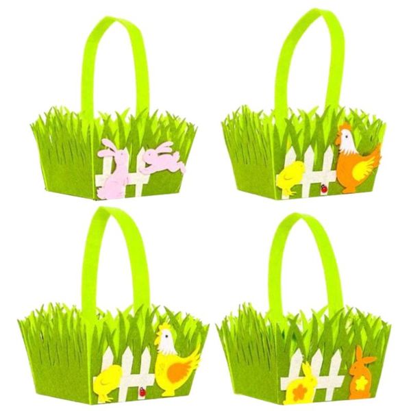 

4pcs nonwoven basket spring easter decoration easter portable storage basket for egg hunts favors gifts candies