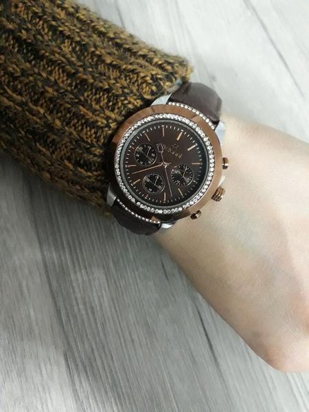 

original brand colorful dial stainless steel women watch, Slivery;brown