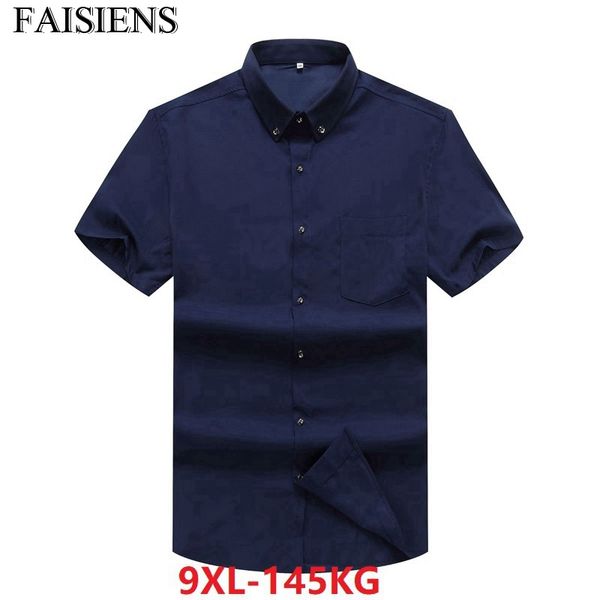 

faisiens summer 2019 8xl 9xl dress shirts plus size big business formal short sleeve casual larger 6xl 7xl blue men formal shirt, White;black