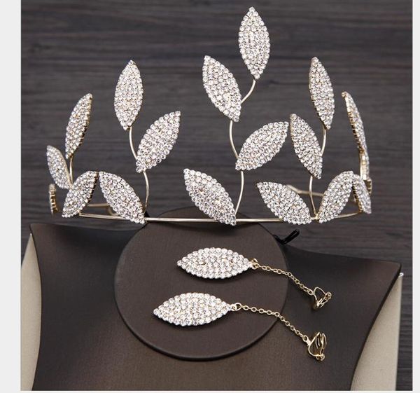 

korean version of luxurious atmospheric bride crown headdress birthday princess hair crown wedding pgraphy wedding dress accessories, Slivery;golden