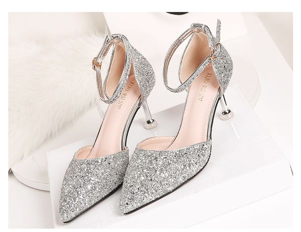 

new hollow high-heeled sandals women's thin heel thin women's sandals, Black