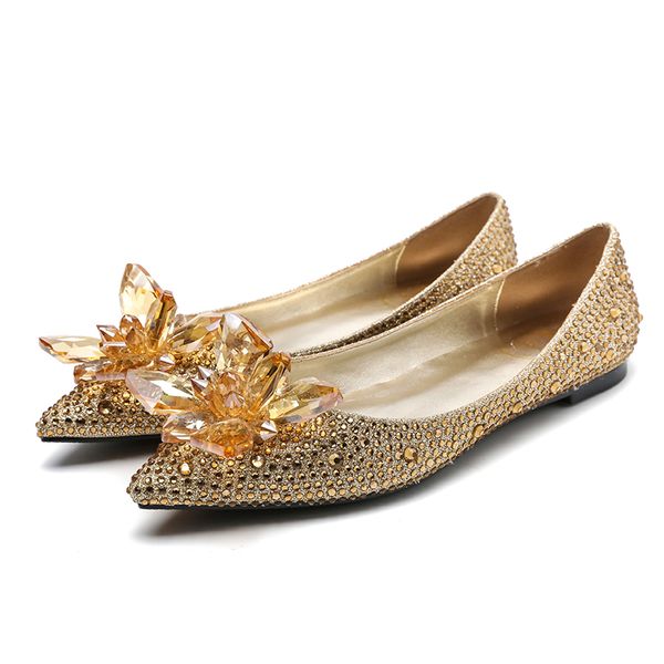 

women's embroidered rhinestone flat shoes 2019 spring women wedding shoes eu35-40 size by653, Black