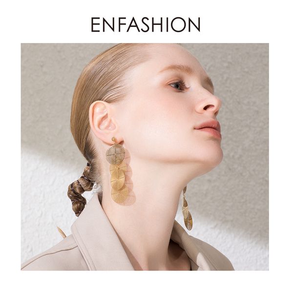 

enfashion boho multi-layer circle coil drop earrings for women long round tassel dangle earings fashion jewelry oorbellen e1109, Silver