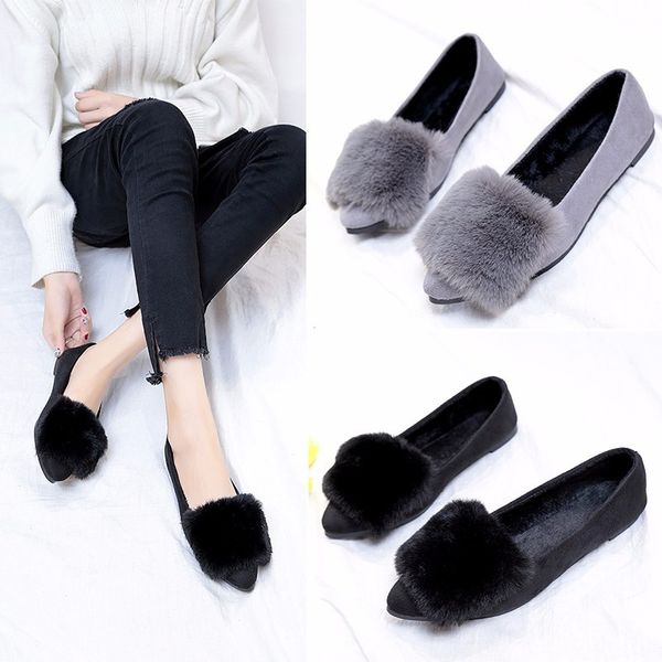 

2020 spring and autumn new female flat shoes; wild pointed toe loafers stylish and comfortable shallow mouth women's shoes, Black