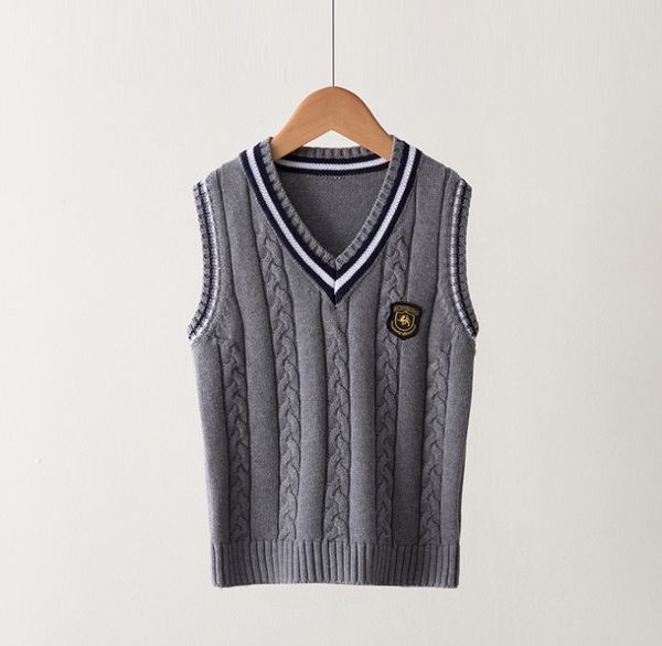 

child designer sweater vest 2020 british styles kids sweaters fashion luxury jumper preppy vest men women vests plus size explosion, Blue