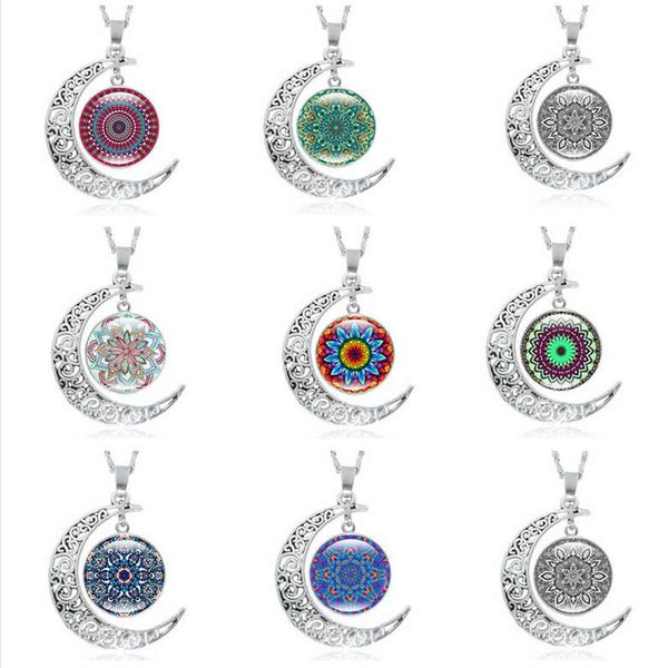 

заказ смешивания взрыв мандала цветок время gemstone ожерелье silver half moon подвеска djn197 подвеска ожерелье ювелирные изделия