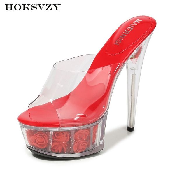 

hoksvzy летний цветок водонепроницаемая платформа женская обувь с высоким каблуком лакокрасочная отделка тонкий каблук без ремешка модные же, Black