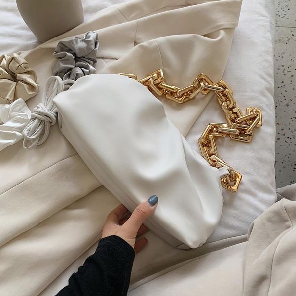 

gold chain cloud bags for women 2020 summer pu leather crossbody bags for women luxuury elegant shoulder handbags