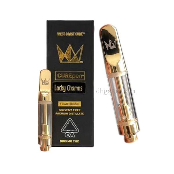 

CurePEN Carts West Coast Cure Vape Cartridges 0.8ml 1.0ml Gold Carts Ceramic Coil with ChildProof Packaging 12 Flavor Sticker DHL Shipping