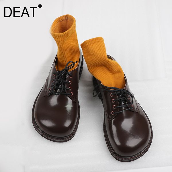 

deat] 2020 round toe bandage black casual personality pu leather single flat shoes women new spring autumn fashion tide 10f886