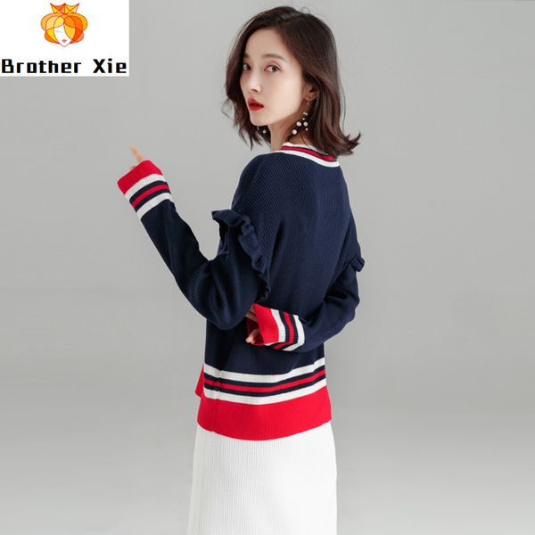 

spring 2020 short sweater women loose simple pullovers for women's knitted pullovers v-neck butterfly sleeve, White;black