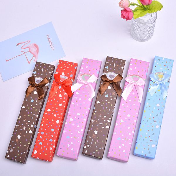 

[ddisplay]21*4*2.2cm colorful heart jewelry packing box with bow birthday gift necklace case pendant storage box lovers bracelet jewelry box, Black;white