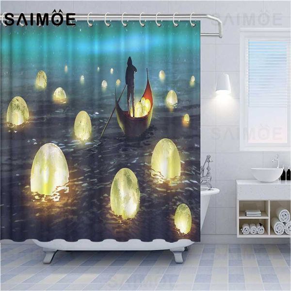 

atomax fantasy starry shower curtains glowing stars magical book sailboat aurora couple home decor bathroom curtain waterproof