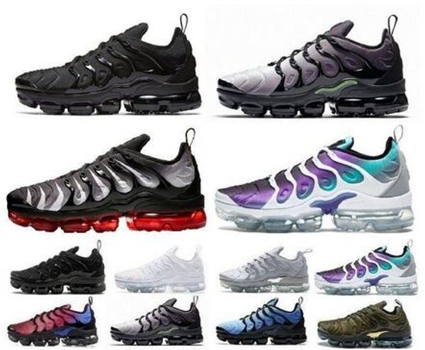 

2020 new olive mens sneakers plus nylon metallic white silver colorways pack tn triple black sports men running shoes us 5.5-12