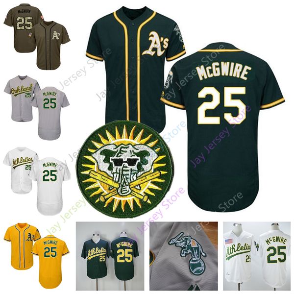 

McGwire Jersey 1990 Athletics WS World Series Oakland Cooperstown White Yellow Green Men Women Youth
