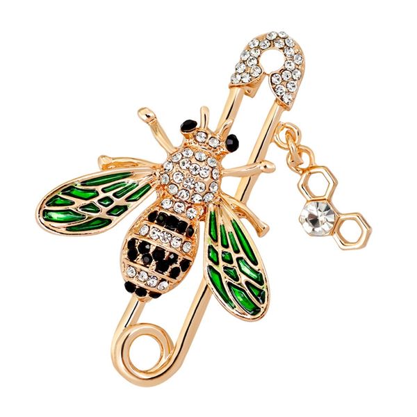

honeybee women brooches animal shapes crystal red green bee brooch pins 63*48mm badges for clothes female brooches, Gray