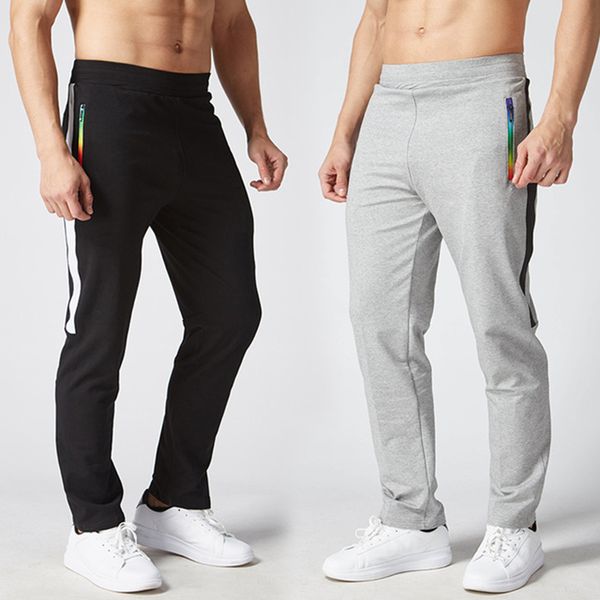 

men running gym pants jogging joggers leggings sweatpants training trousers sports sportswear fitness exercise pants zip pocket, Black;blue