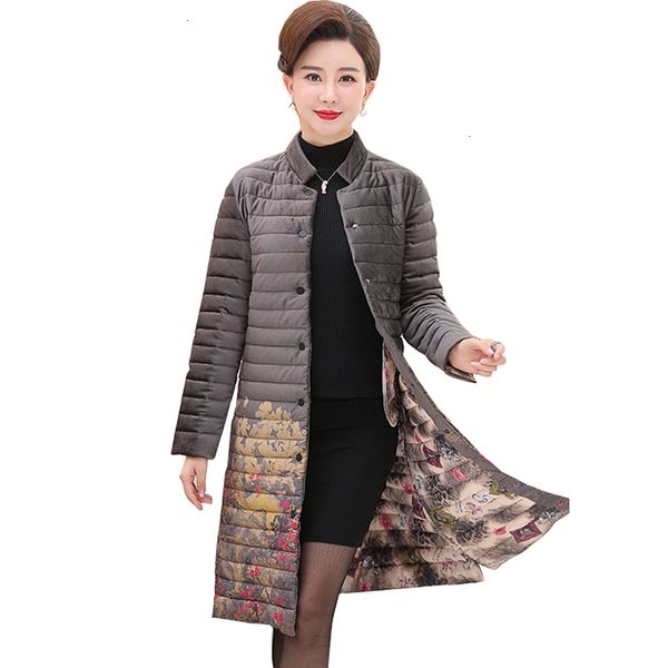 

aged mother warm coat winter coats print long parka cotton cotton woollen coat women's upholstery plus size overcoat ym1104, Black