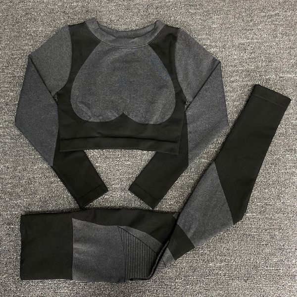 

conjunto de yoga sin costuras ropa deportiva de cintura alta ropa deportiva acolchados legging deportes superior trajes deportivos, White;black