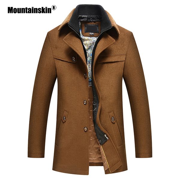 

mountainskin men's woolen coat winter autumn wool jackets windbreaker thick warm lapel coat casual male brand clothing sa858, Black