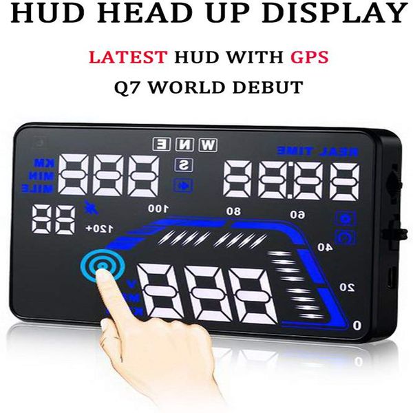 

5,5" в7 автомобилей hud head up display спидометры автомобилей разноса gps предупреждение dashboard лобового стекла проектор светоотражающие