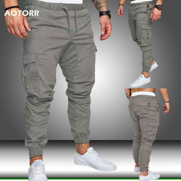 

men pants skinny sweatpants mens solid color slim fit casual pants sporting long trousers stretch crossfit running track, Black