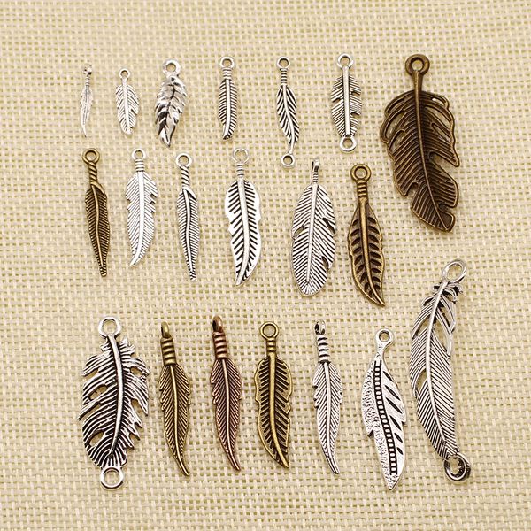 

120 pieces jewelry making supplies animal small feathers hj046, Bronze;silver