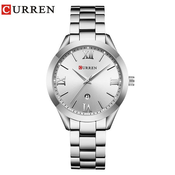 

curren fashion creative women watches casual wristwatch ladies watch stainless steel female clock, Slivery;brown
