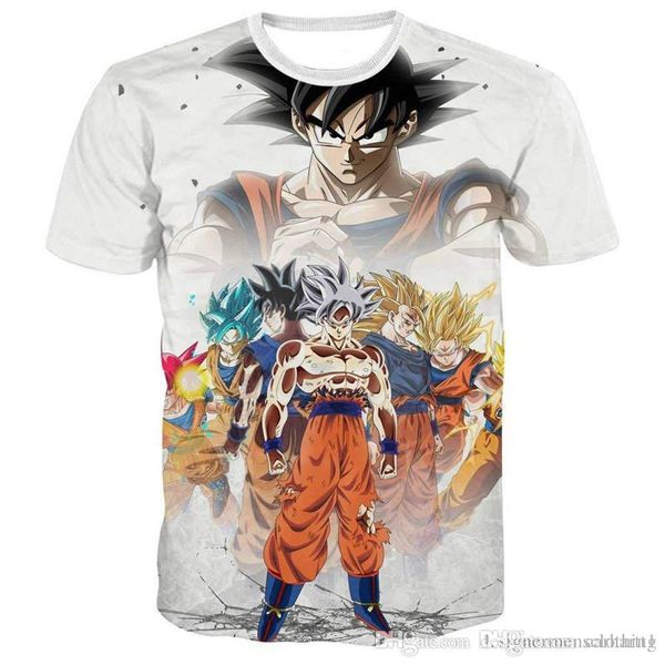 

dragon ball 3d цифровой печати мужские tshirts мода свободные короткие рукава o шеи мужская верхняя мужская тройники, White;black