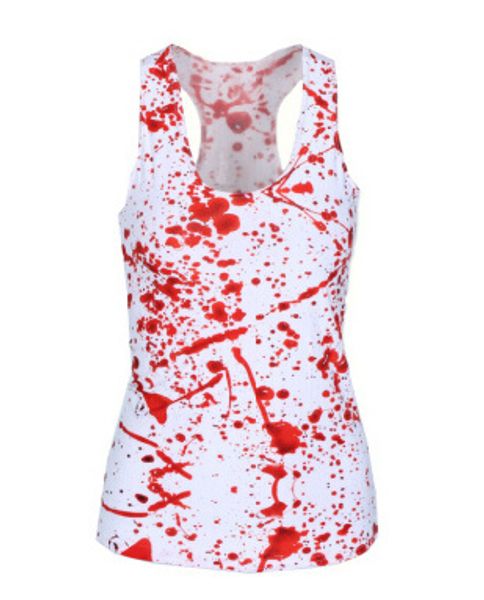 

x-296 drop shipping new 2015 women brand blood splatter 3d print t shirts punk summer camisole, White