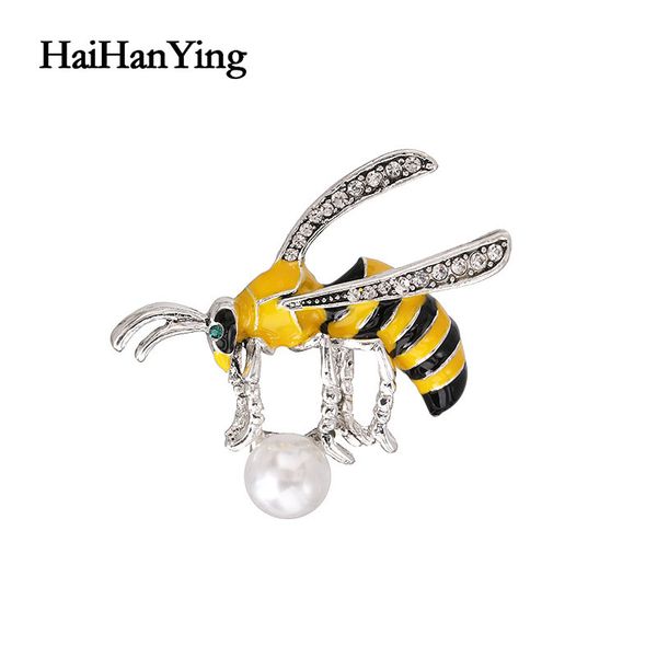 

bee crystal imitation pearl women's brooch insect animal party wedding costume gold fashion pin accessories vintage jewelry, Gray