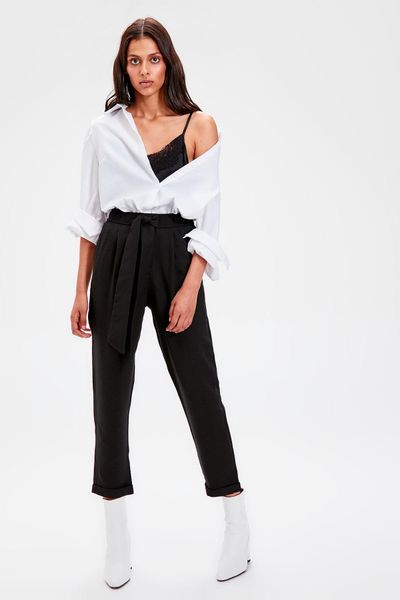 

trendyol black beli wheel pants twoaw20pl0186, Black;white