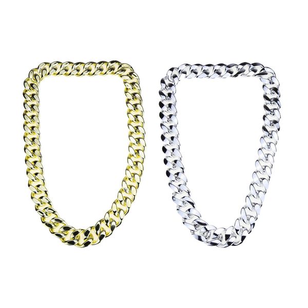 

punk hip-hop cuban link chain necklace golden and silver