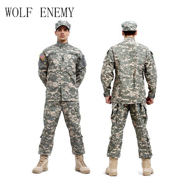 

tactical army cargo pants and shirt, camouflage waterproof painball bdu uniform combat us men clothing set, Camo