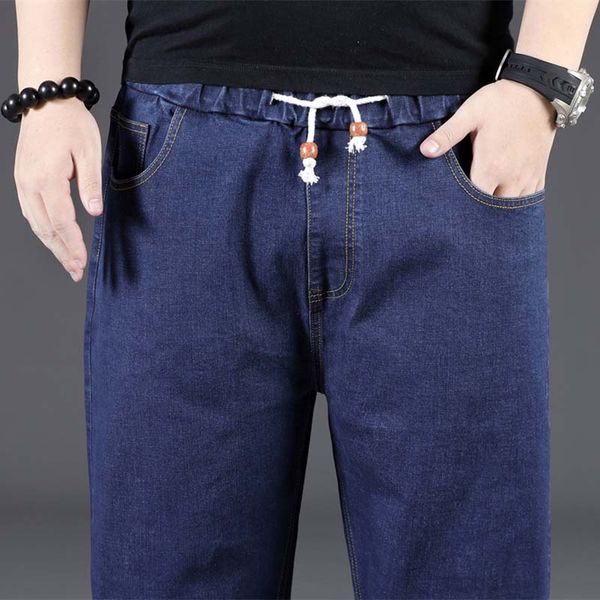 

men's jeans big size 8xl black hip hop men pants cotton denim straight loose baggy harem trousers stretched high waist clothes, Blue