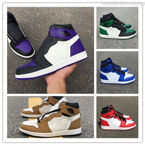 

wholesale new 1 i high og green pine white purple court men basketball shoes designer 1s sneake