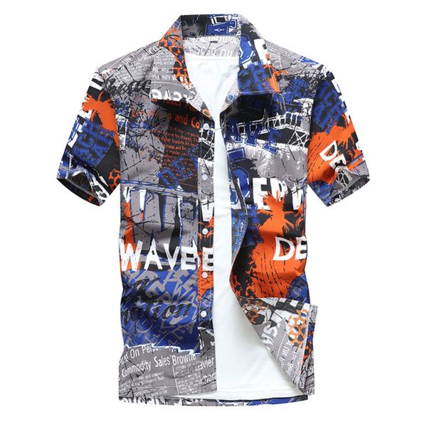 

men's summer hawaiian shirt short sleeve loose beach shirt casual shirts, White;black