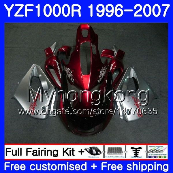 Corpo per YAMAHA Argento rosso top YZF1000R Thunderace 02 03 04 05 06 07 238HM.26 YZF 1000R YZF-1000R 2002 2003 2004 2005 2006 2007 Kit carenatura