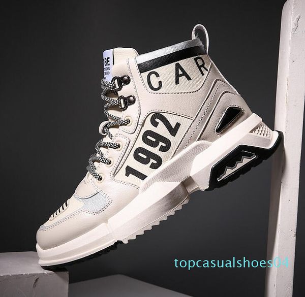 

new pattern leisure sports shoes thick bottom and high band personality men's single shoes t04, Black